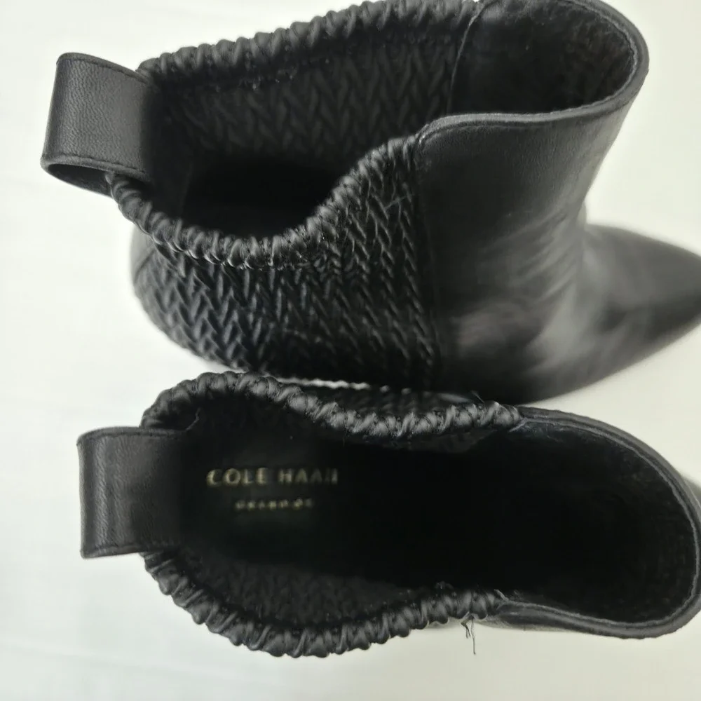 Cole Haan Grand.0S Maggie Ankle Bootie Black Basket Weave Textured Women's Sz 6B